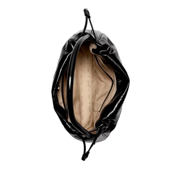 GUESS Amy shiny faux-leather drawstring women's tote bag - Black - Picture 4 of 10